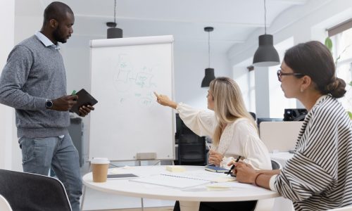 Young -colleagues meeting